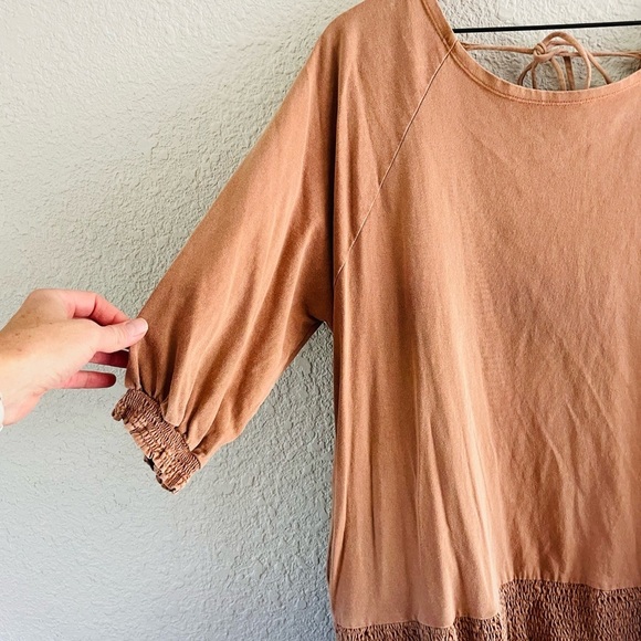 Free People Beach Tan / camel Brown Drop Waist Tunic Mini Dress Swim Cover - Picture 9 of 13